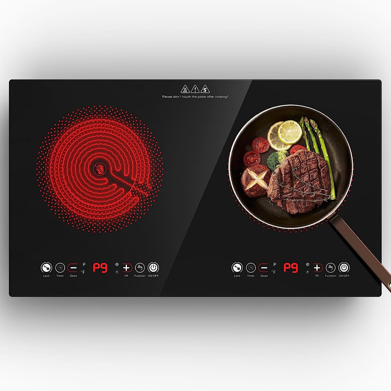 Electric Cooktop 2 Burner 24 Inch Electric Stove Top 110v Double Burner