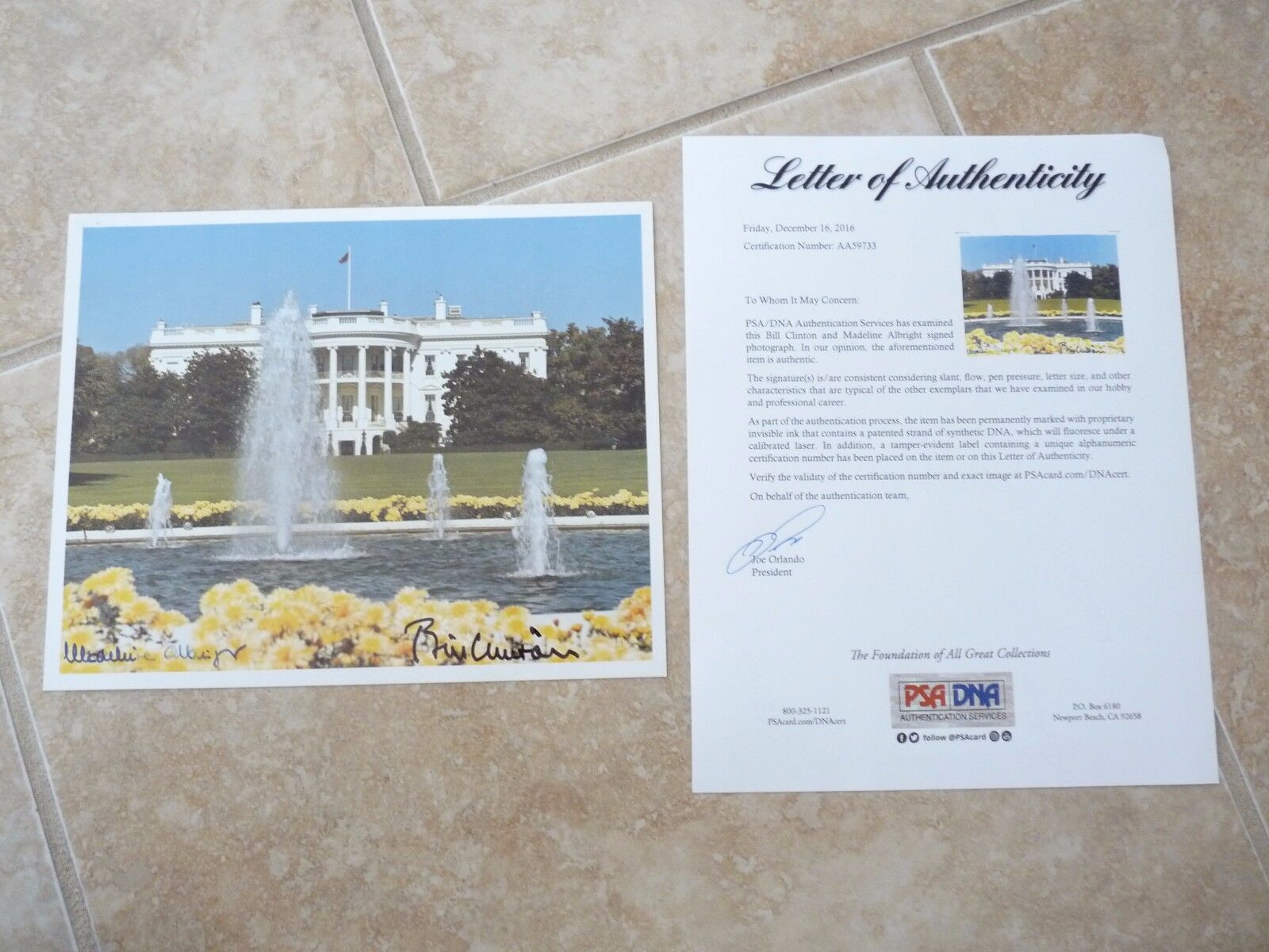 Bill Clinton & Madeleine Albright Signed Autographed 8x10 Photo Poster painting PSA Certified