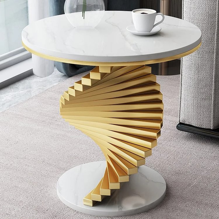 Homemys Modern Side Table with Marble Tabletop End Table