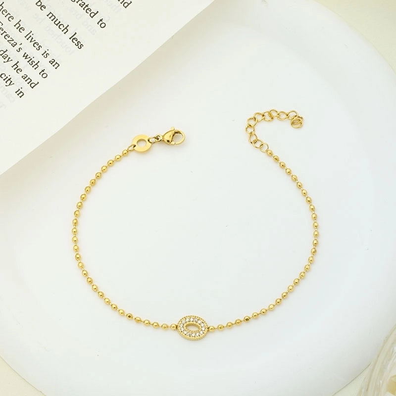 Minimalist Geometric Heart Shape Titanium Steel Zircon Bracelets In Bulk