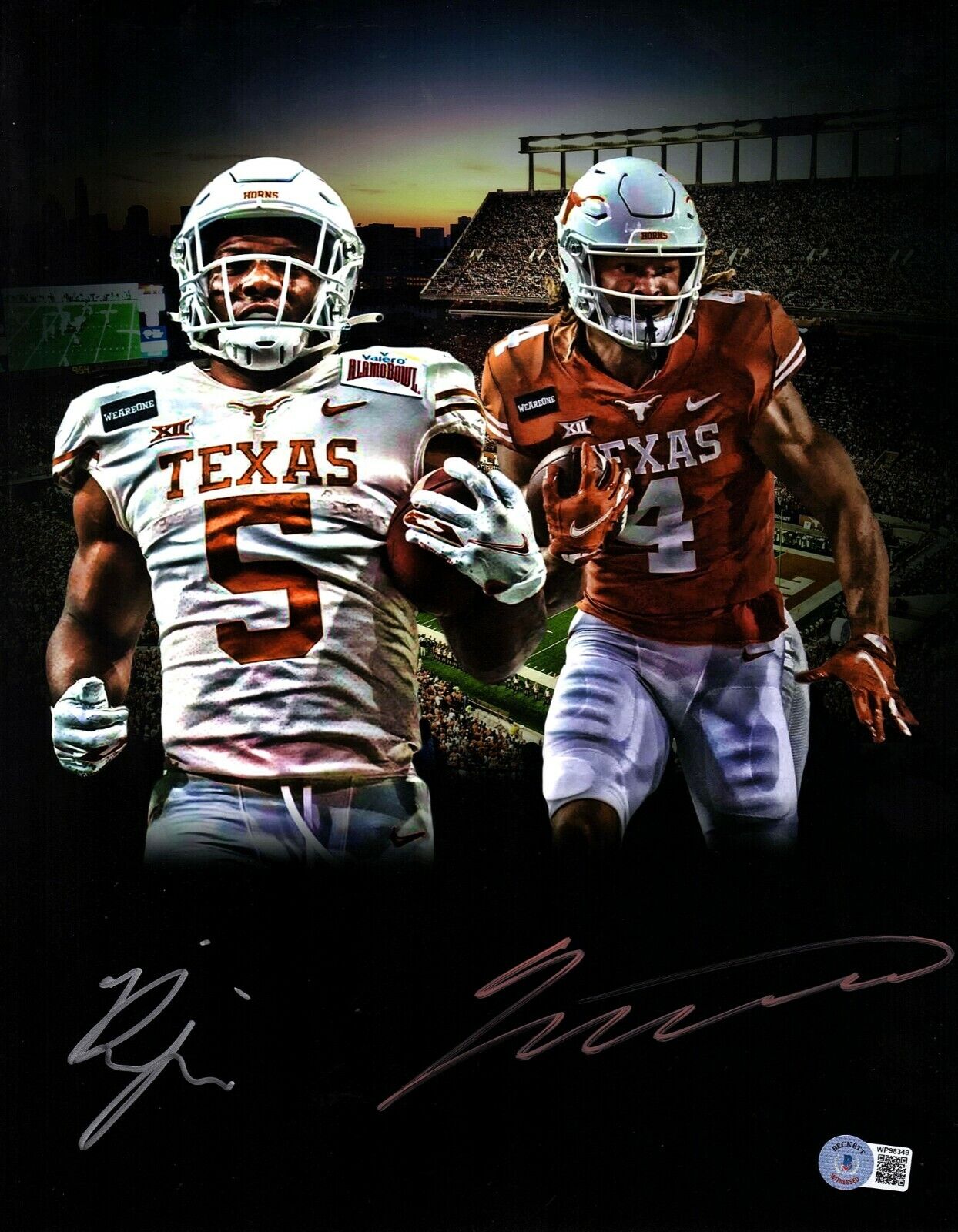 BIJAN ROBINSON & JORDAN WHITTINGTON Signed Texas Longhorns 11x14 Photo Poster painting BAS