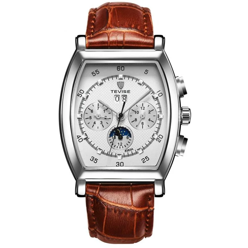 Barrel shape Men's Mechanical Watch Luxury Fashion Sport Wristwatch Waterproof Leather strap Male Watches