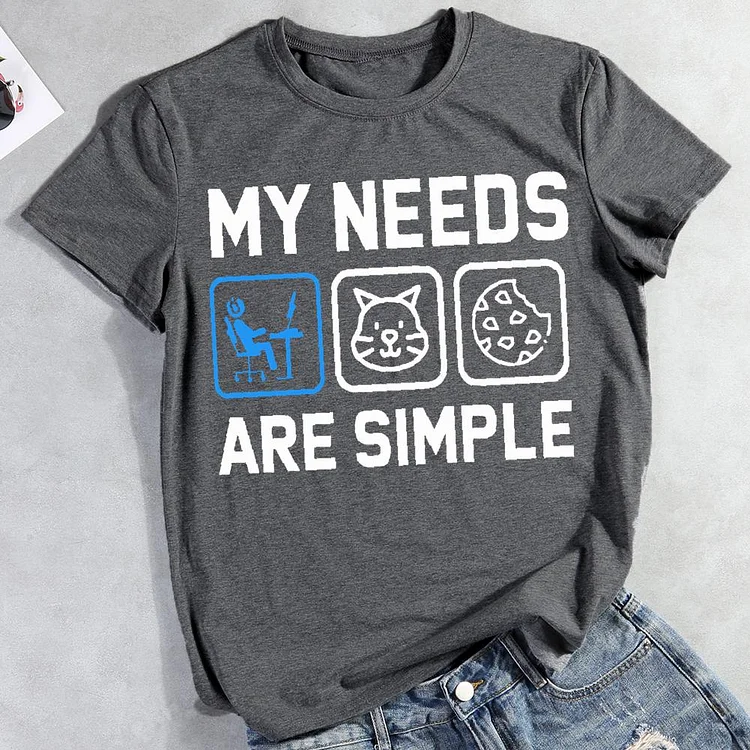 Cat Gaming Round Neck T-shirt