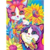 Cat And Flower  | Full Round Diamond Painting Kits