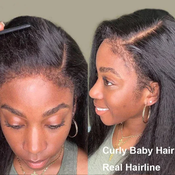4C Edge! Kinky Straight Swiss HD Undetectable Lace 13x4 Lace Frontal Wig [HDW1008]