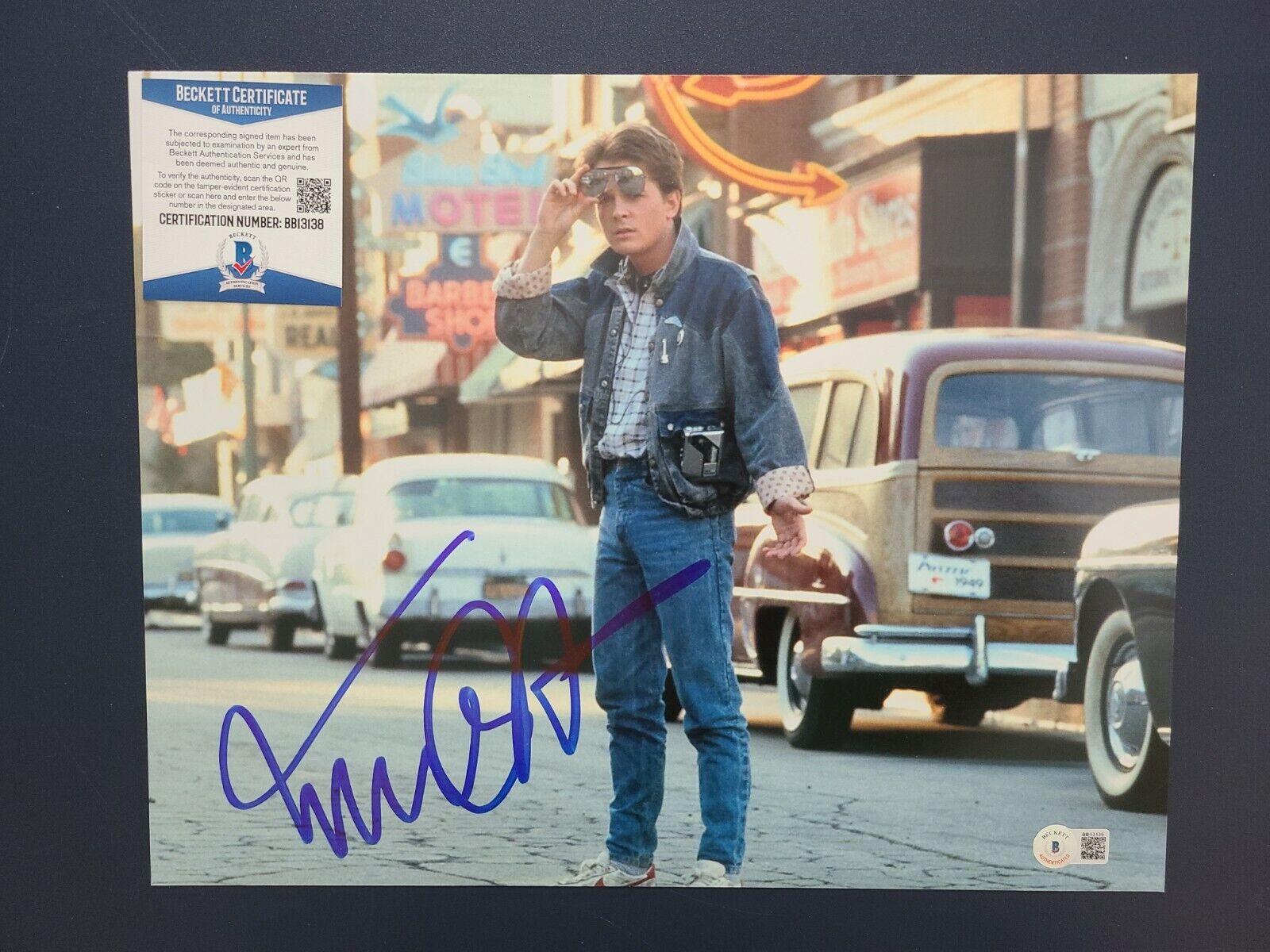 MICHAEL J. FOX signed 11x14 BACK TO THE FUTURE MARTY MCFLY Photo Poster painting Beckett BAS