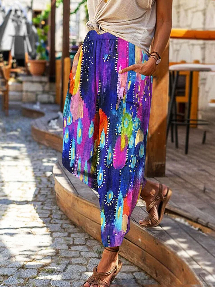Women's Multicolor Printed Casual Pants socialshop