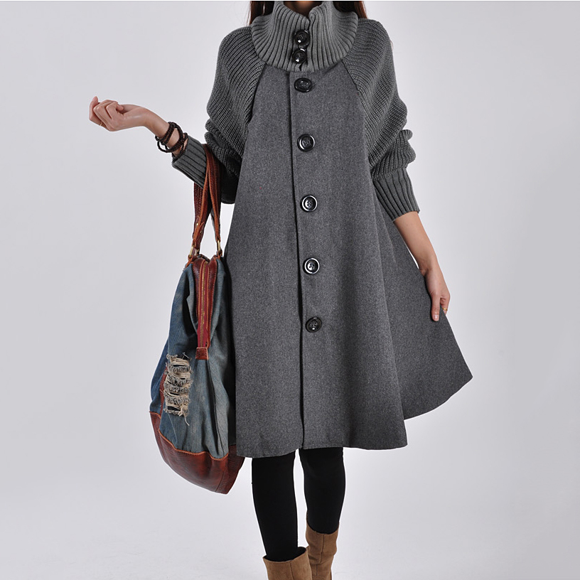 Casual High Neck Cape Coat