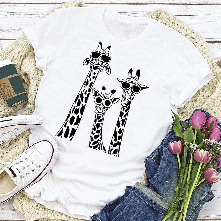 Giraffe family summer life T-shirt Tee - 01663