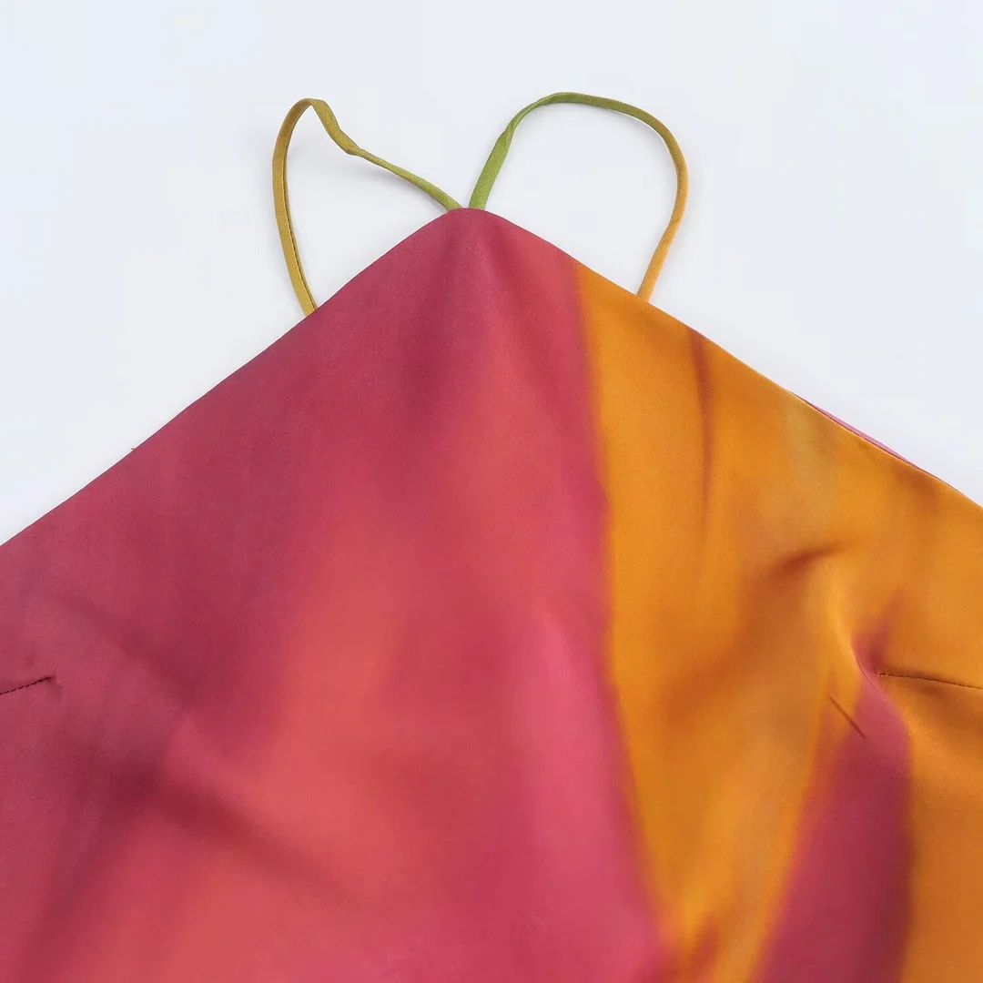 Woman Summer Party Print Satin Halter Dress Sexy Backless Maxi Dress