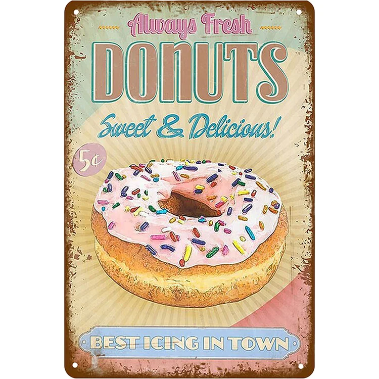 Donuts - Vintage Tin Signs/Wooden Signs - 7.9x11.8in & 11.8x15.7in