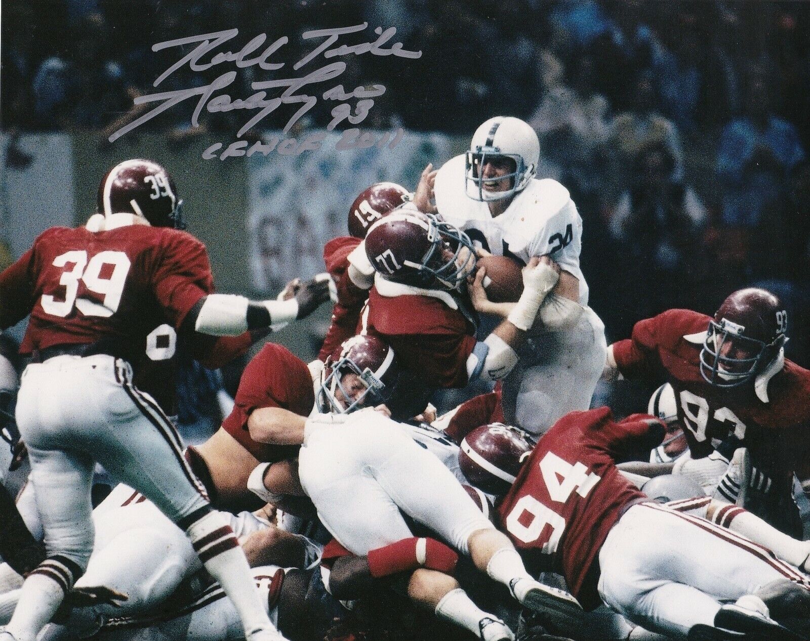 MARTY LYONS ALABAMA CRIMSON TIDE CFHOF 2011 ACTION SIGNED 8x10