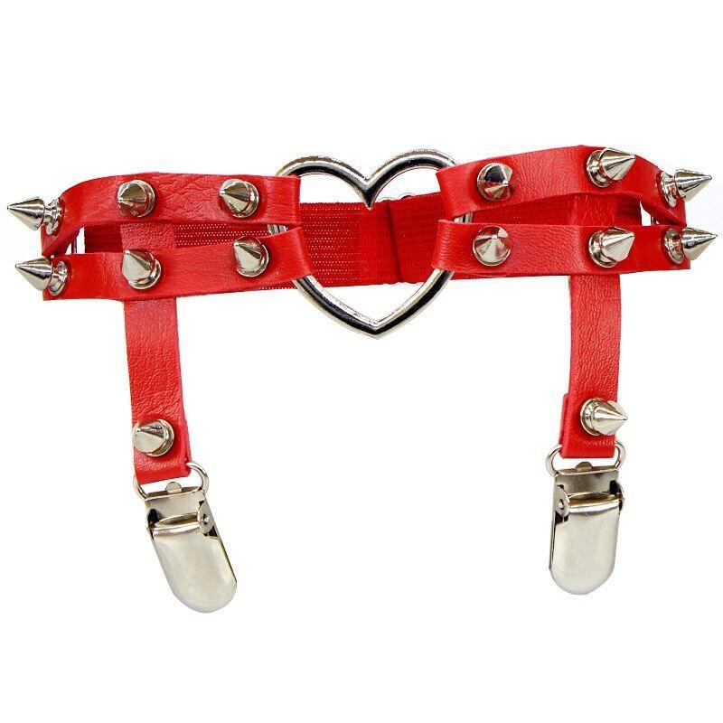 Punk Studded Heart Leg Garter - GothBB 2023 free shipping available