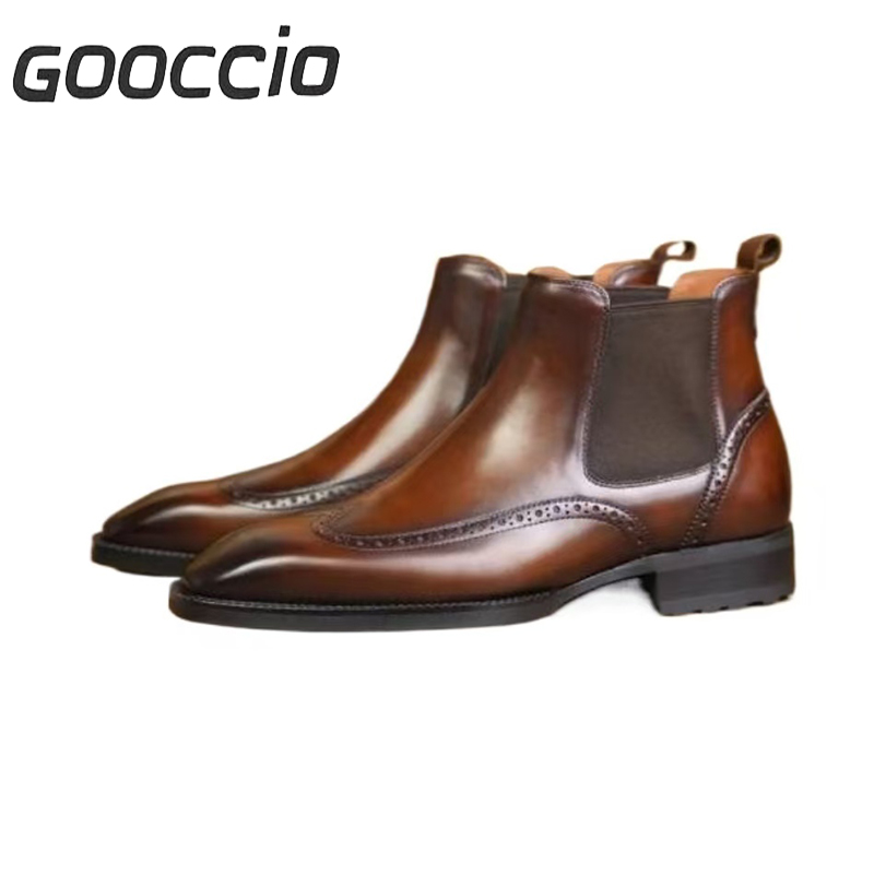CW198 Cowhide Dress Boots/Chelsea Boots For Men GOOCCIO   