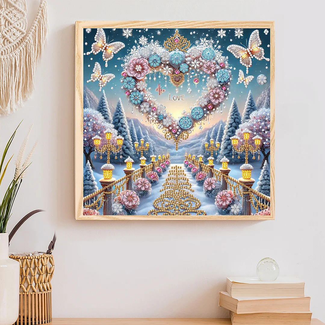 Flowers Heart  - Diamond Painting - Partial Special Shaped Drill(Canvas|30*30cm)