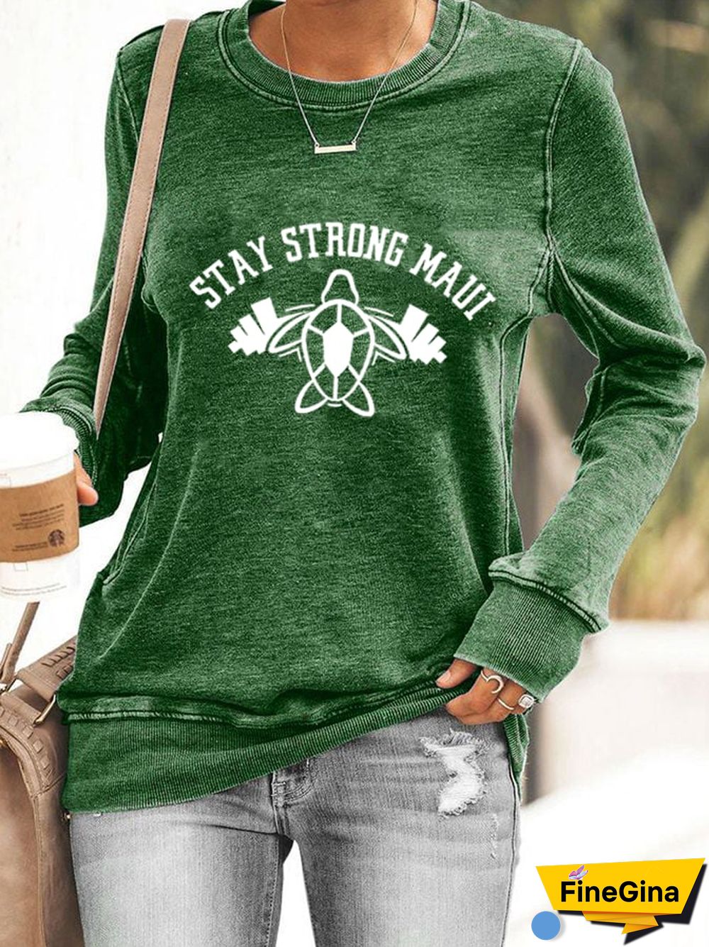 Women's Stay Strong Maui Honu Print Sweatshirt