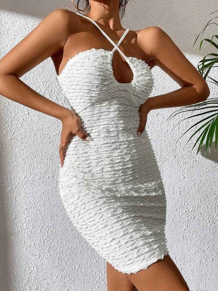 Summer dresses for  Women Elegant Summer Ruched Stretch Bodycon Dress Fashion Female Y2K Strap High Waist Corset Evening Dress Streetwear