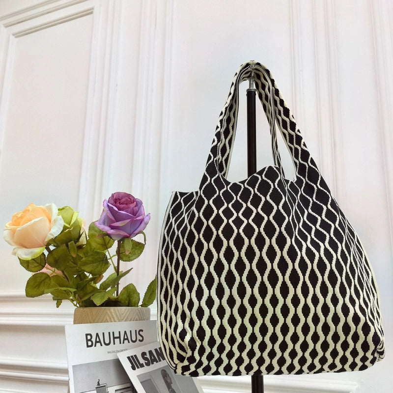 Women’s Large Polyester Letter Color Block Streetwear Square Open Shoulder Bag