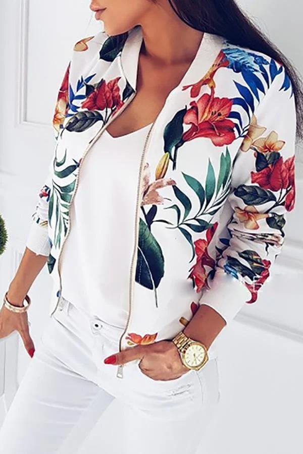 Casual Floral Printed Lace Jacket