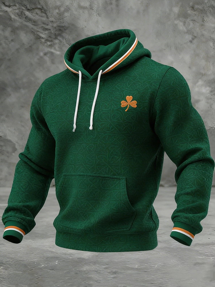 Comstylish Men's St. Patrick's Day Shamrock Print Long Sleeve Casual Hoodie