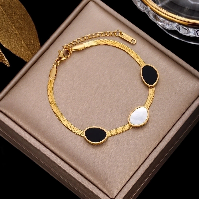 Minimalist Geometric Stainless Steel Plating Inlay Artificial Pearls Bracelets