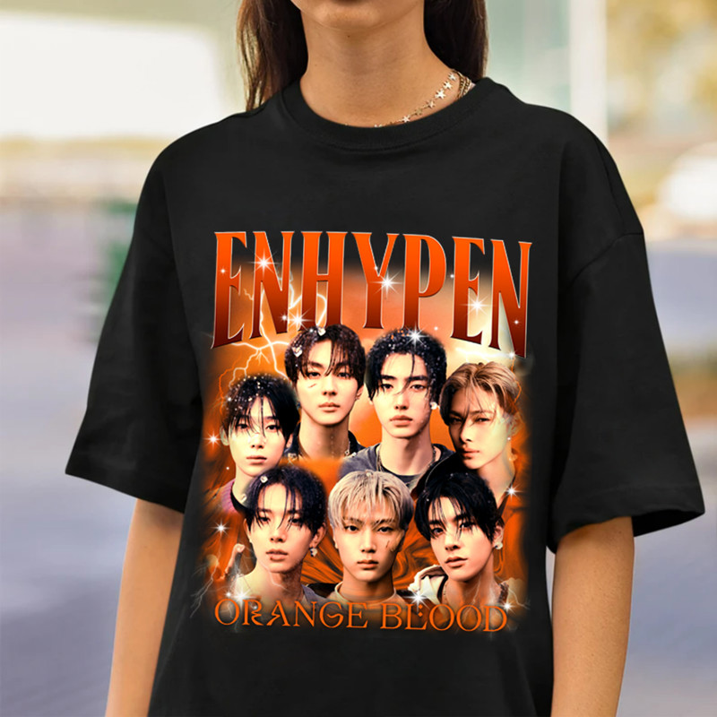 Enhypen Orange Blood Retro T-shirt