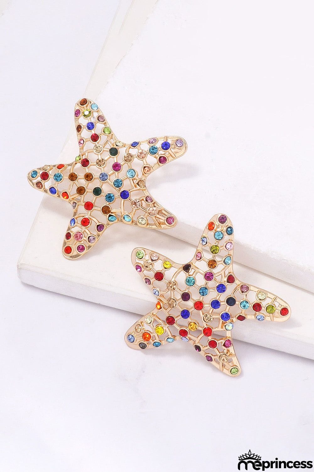 Starfish Zinc Alloy Glass Stone Dangle Earrings