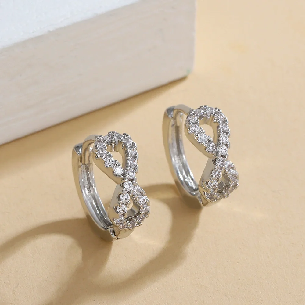 Infinity Symbol Number 8 Zirconia Earrings