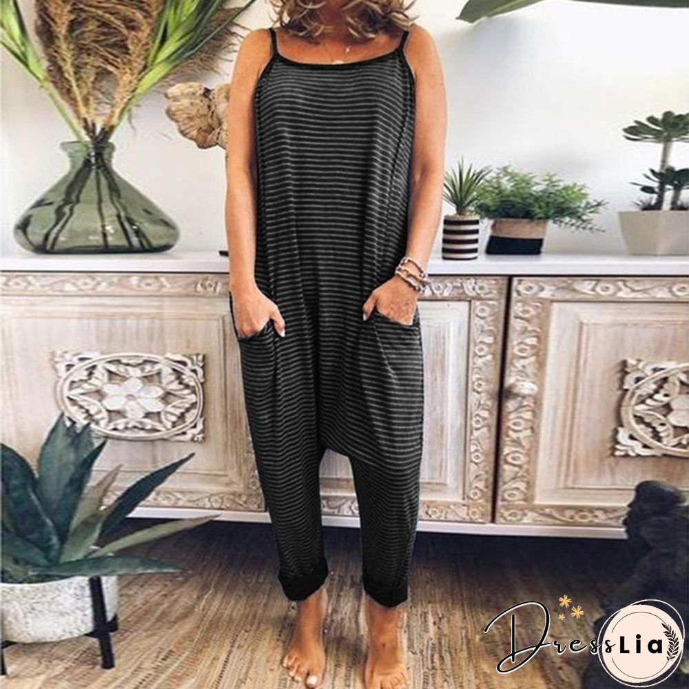 S-XXXXXL Women Sleeveless Casual Tank Playsuit Pockets Holiday Comfy Baggy Dungarees