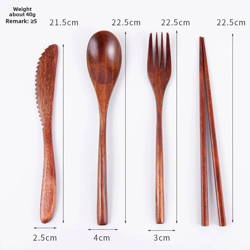 Creative Japanese Tableware Set Phoebe Chopsticks Knife, Fork And Spoon Four-piece Set Wooden Simple Chopsticks And Spoon Set