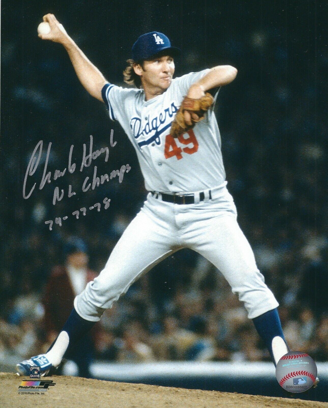 Signed 8x10 CHARLIE HOUGH NL CHAMPS 74,77,78 Los Angeles Dodgers Photo Poster painting - COA