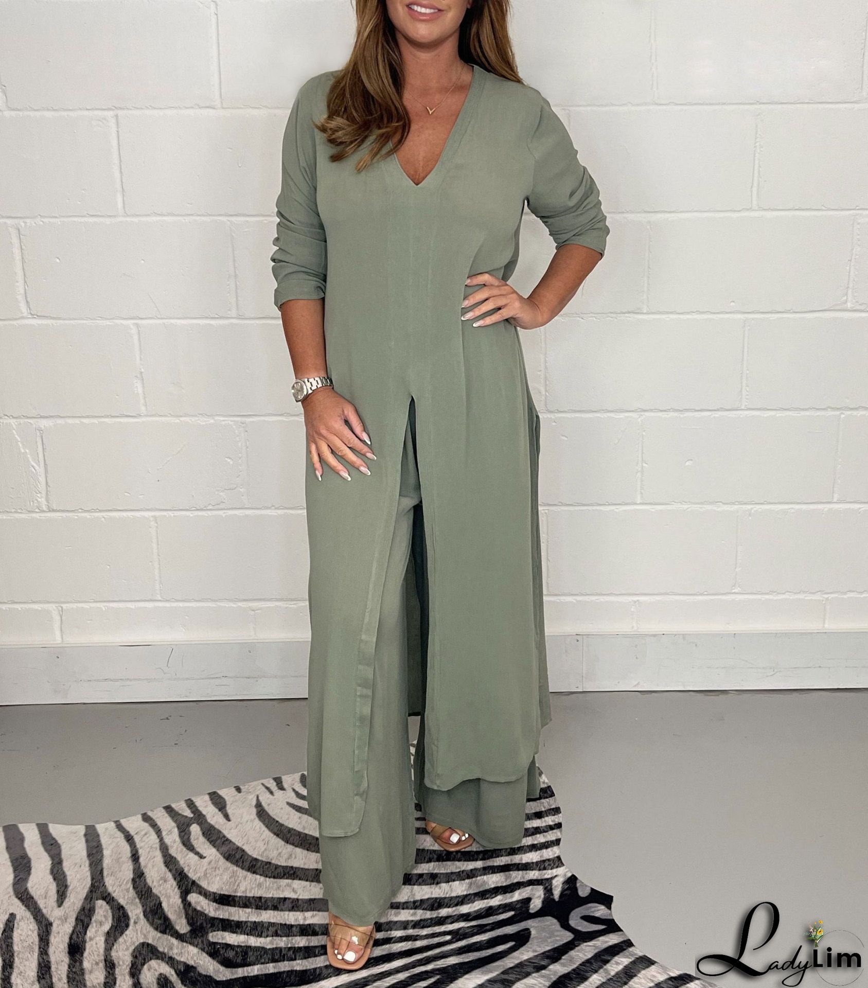 Plus Size New Autumn And Winter Sexy Deep V Stand-up Waist Jumpsuit