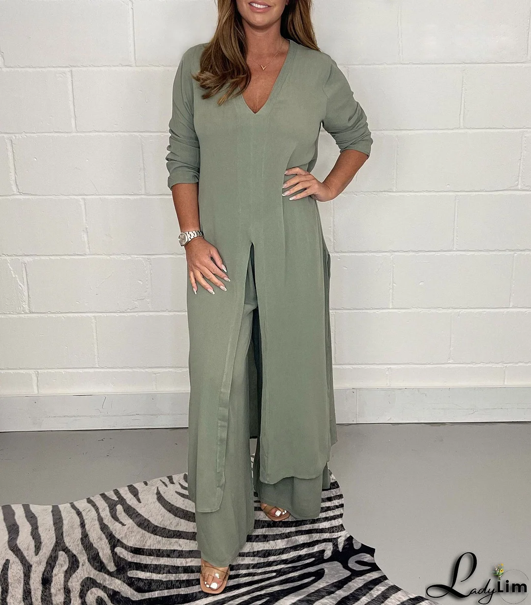 Plus Size New Autumn And Winter Sexy Deep V Stand-up Waist Jumpsuit