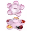 Divided Spinning Snack Serving Tray 5-Compartment Rotating Round Snackle Box Container with Lid for Chips and Dip Nut Candy Fruit Party Picnic