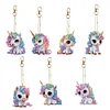 7Pcs DIY Diamond Painting Unicorn Keychain