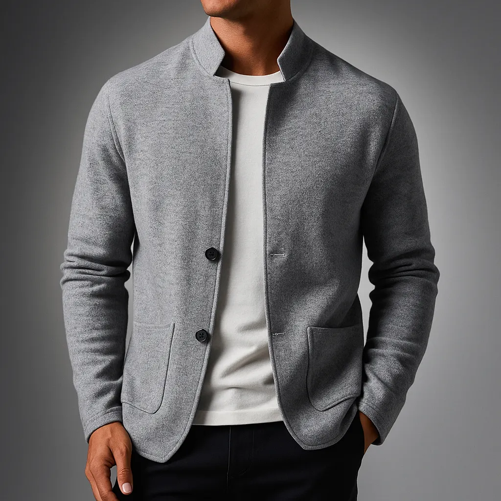 Men's Knit Mandarin Collar Cardigan &ndash; Smart Layering Knitwear &ndash; view 2