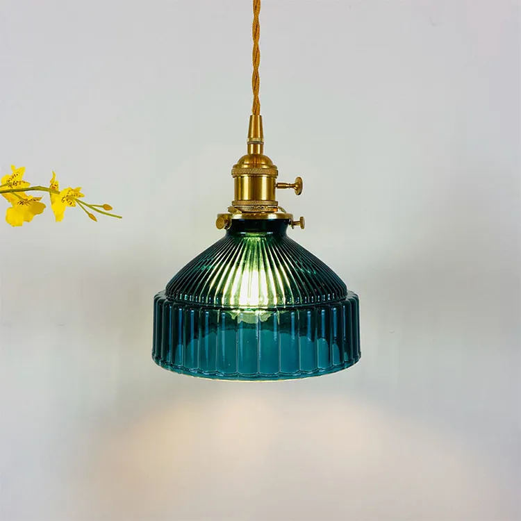 Nordic Retro Brass Glass Pendant Lamp