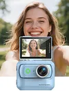 Compact Panoramic Action Camera Anti-Shake WiFi Mini Sports Camera 2.0in Flip Screen with Magnetic Neck Strap for First-person View Shooting