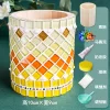 Glass Mosaic Art DIY Kit With Wood Pen Holder Square Crystal Mosaic Supplies Art Kit 