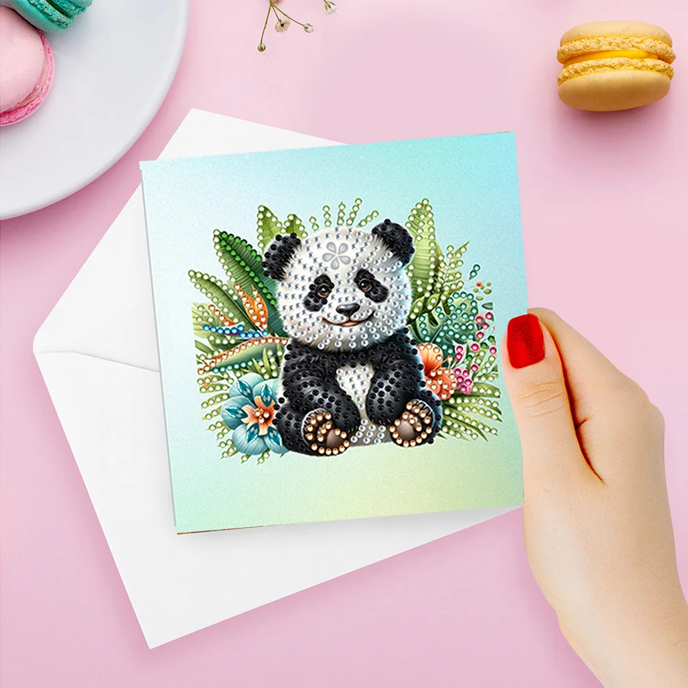 6Pcs DIY Garden Animal Special Shape Diamond Handmade Card for Friends Gift【With White Envelope】