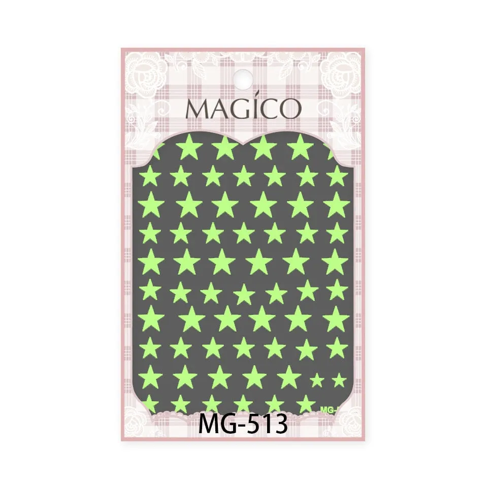 Luminous Effect 3D Nail Art Sticker Star Heart Unicorn Design Nail Art Glowing Flame Glitter Decoration Manicures Tips Summer-Nail Inspo