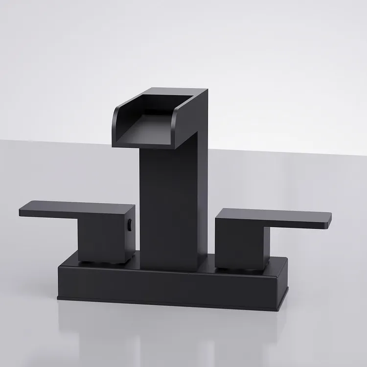 EVERSTEIN Waterfall Centerset Bathroom Sink Faucet Matte Black 