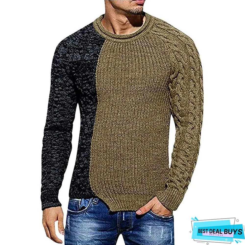 Autumn and Winter New Casual Men's Low Round Collar Sweater