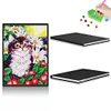50 Pages A5 DIY Special Shaped Diamond Painting Diary Notebook Kit(Flower Bush Cat)