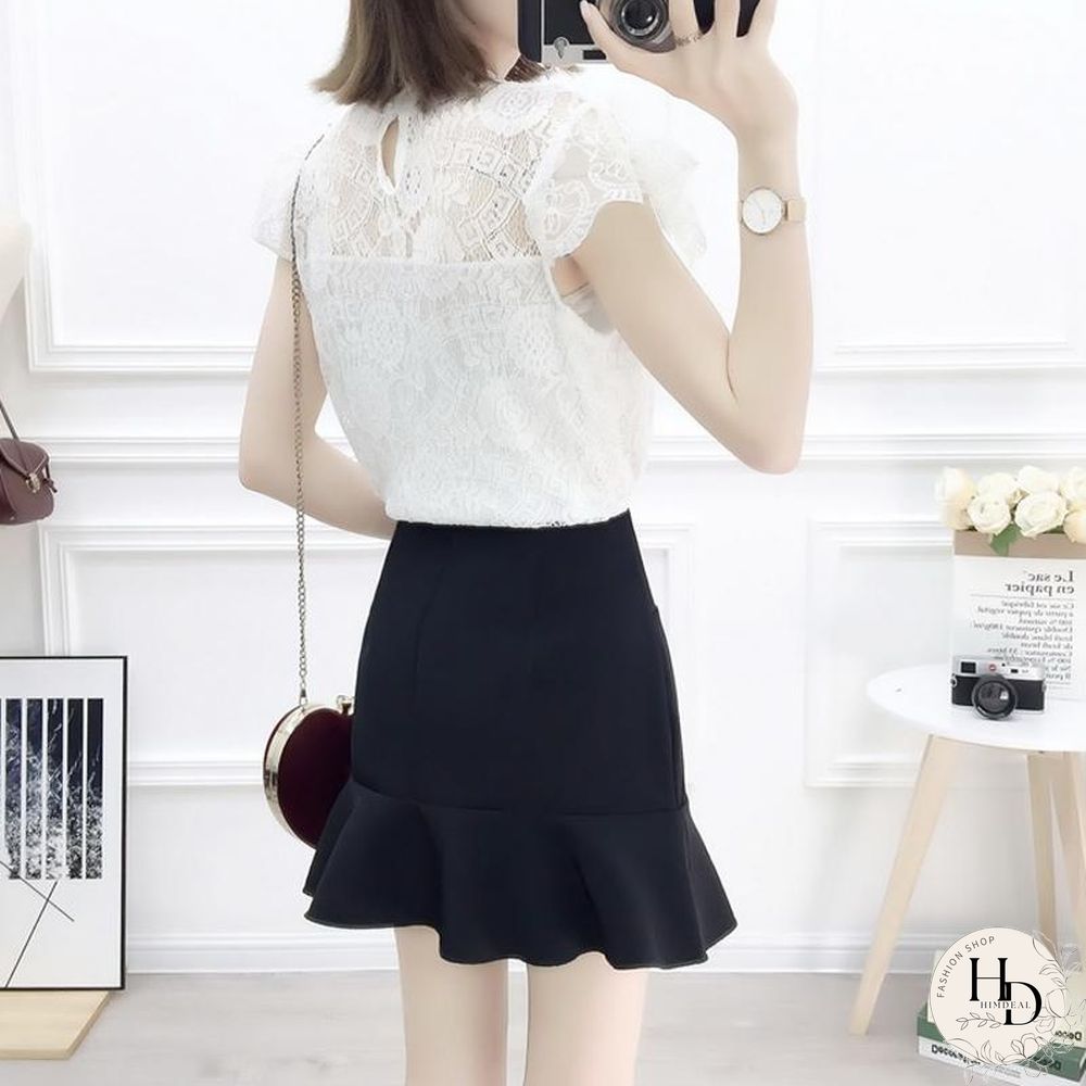 Sweet Lace Tee+Fishtail Skirt P15784