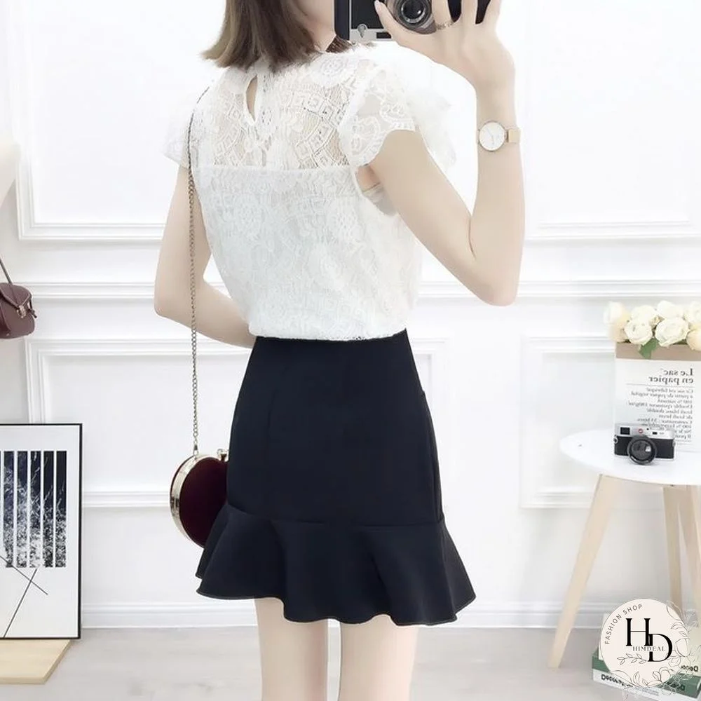 Sweet Lace Tee+Fishtail Skirt P15784