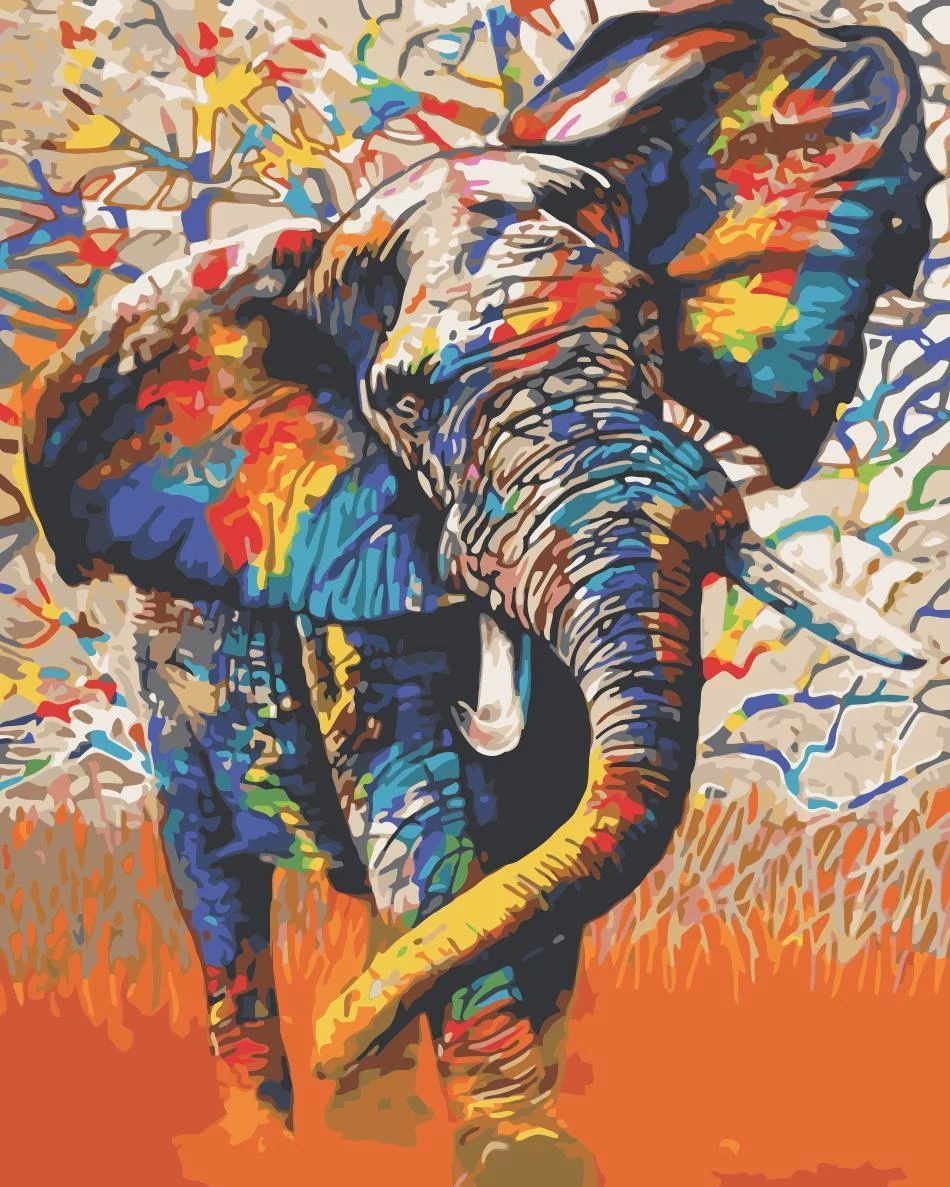 Animal Elephant Paint By Numbers Kits UK For Adult HQD1255
