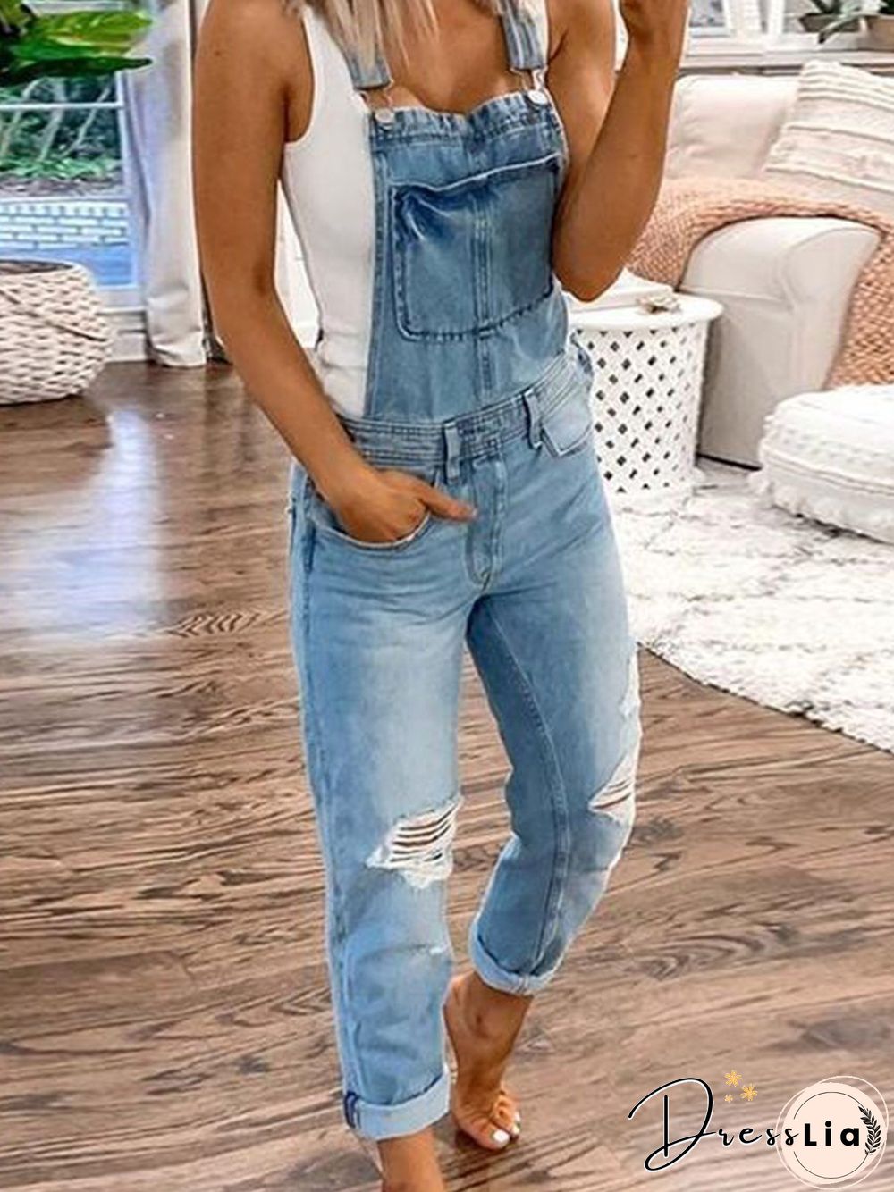 Blue jeans casual one piece pants P10258