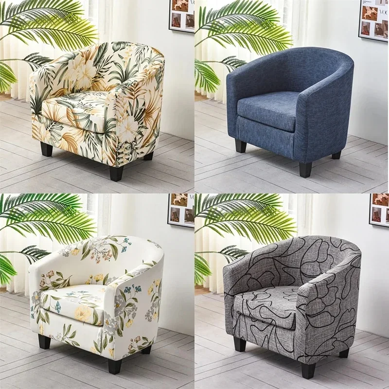 Nigikala Printed Tub Chair Covers Stretch Spandex Armchair Slipcovers Couch Covers Single Sofa Cover for Living Room Bar Home