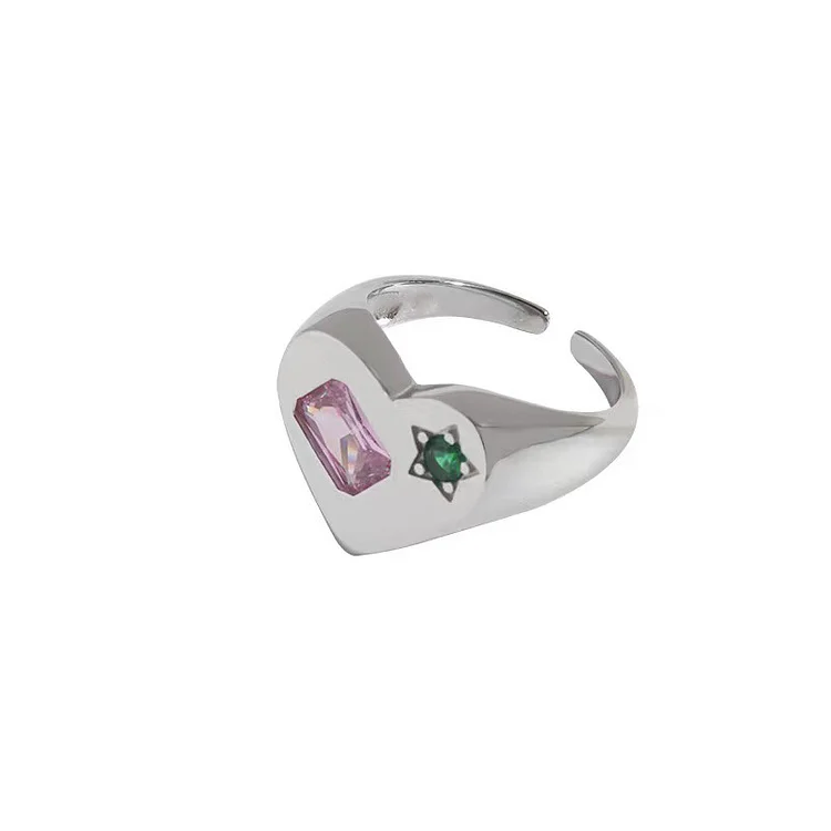 Pink Zircon Gemstone Heart Ring KERENTILA